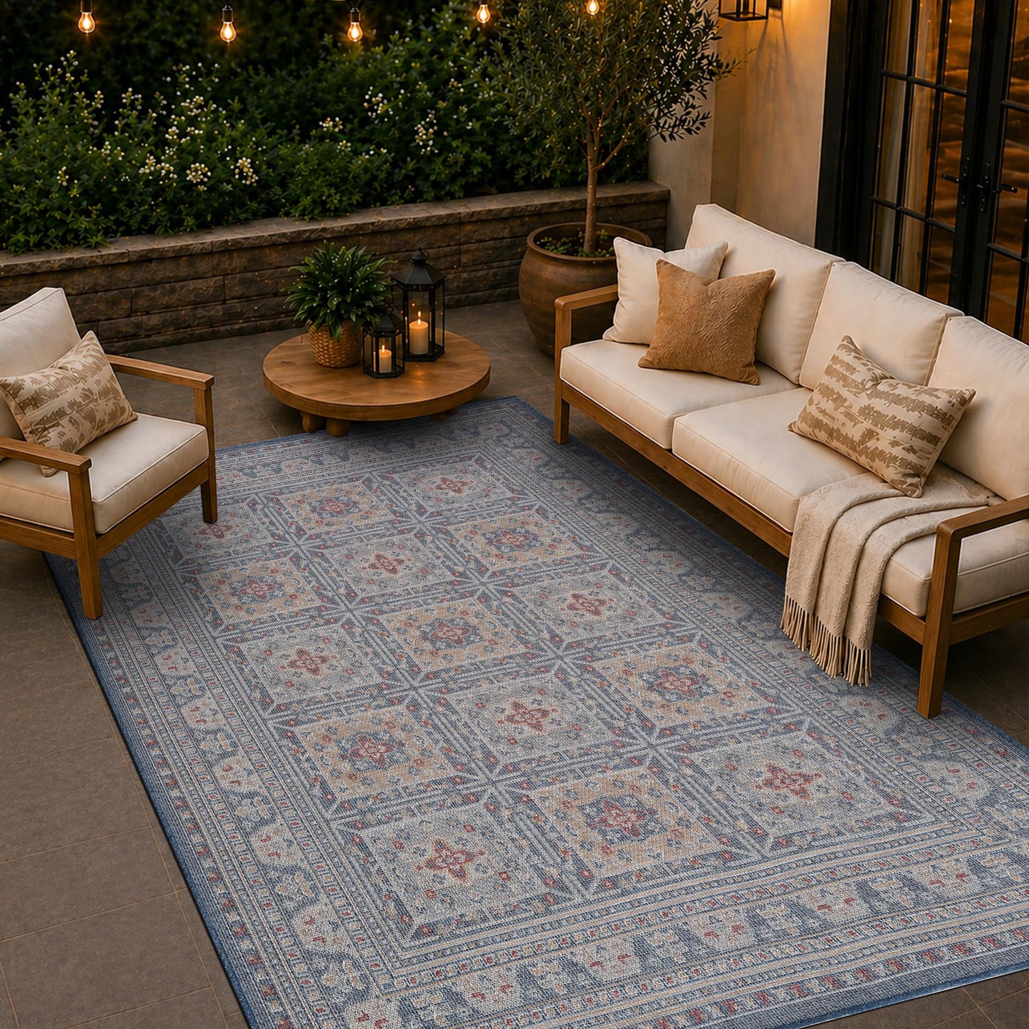 Loom&Crate 5x8 Outdoor Rug - Pet & Kid Friendly, Versatile for Patio, Deck, Backyard, Indoor & Outdoor Areas, Size: 5'3" x 7'7"