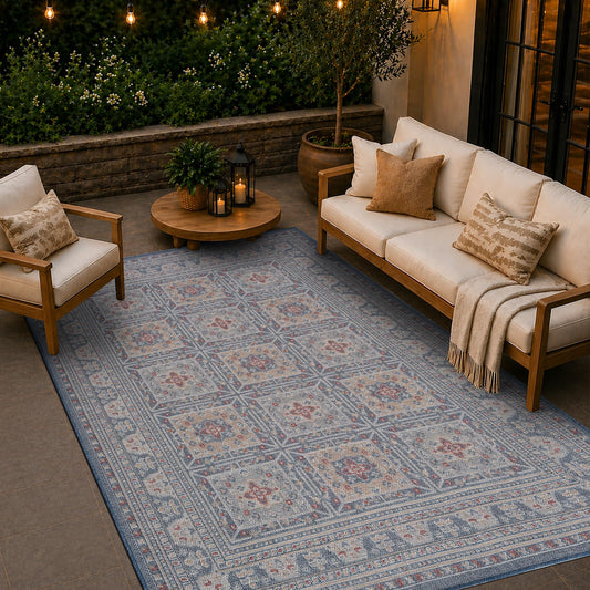 Loom&Crate 5x8 Outdoor Rug - Pet & Kid Friendly, Versatile for Patio, Deck, Backyard, Indoor & Outdoor Areas, Size: 5'3" x 7'7"