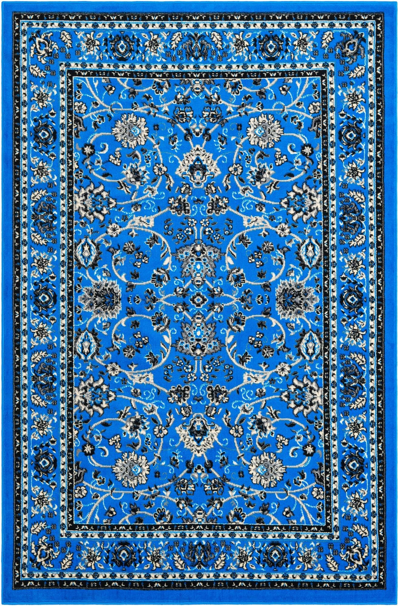 Unique Loom Sialk Hill Collection Area Rug - Washington (5' 3" x 8' Rectangle Dark Blue/Black)
