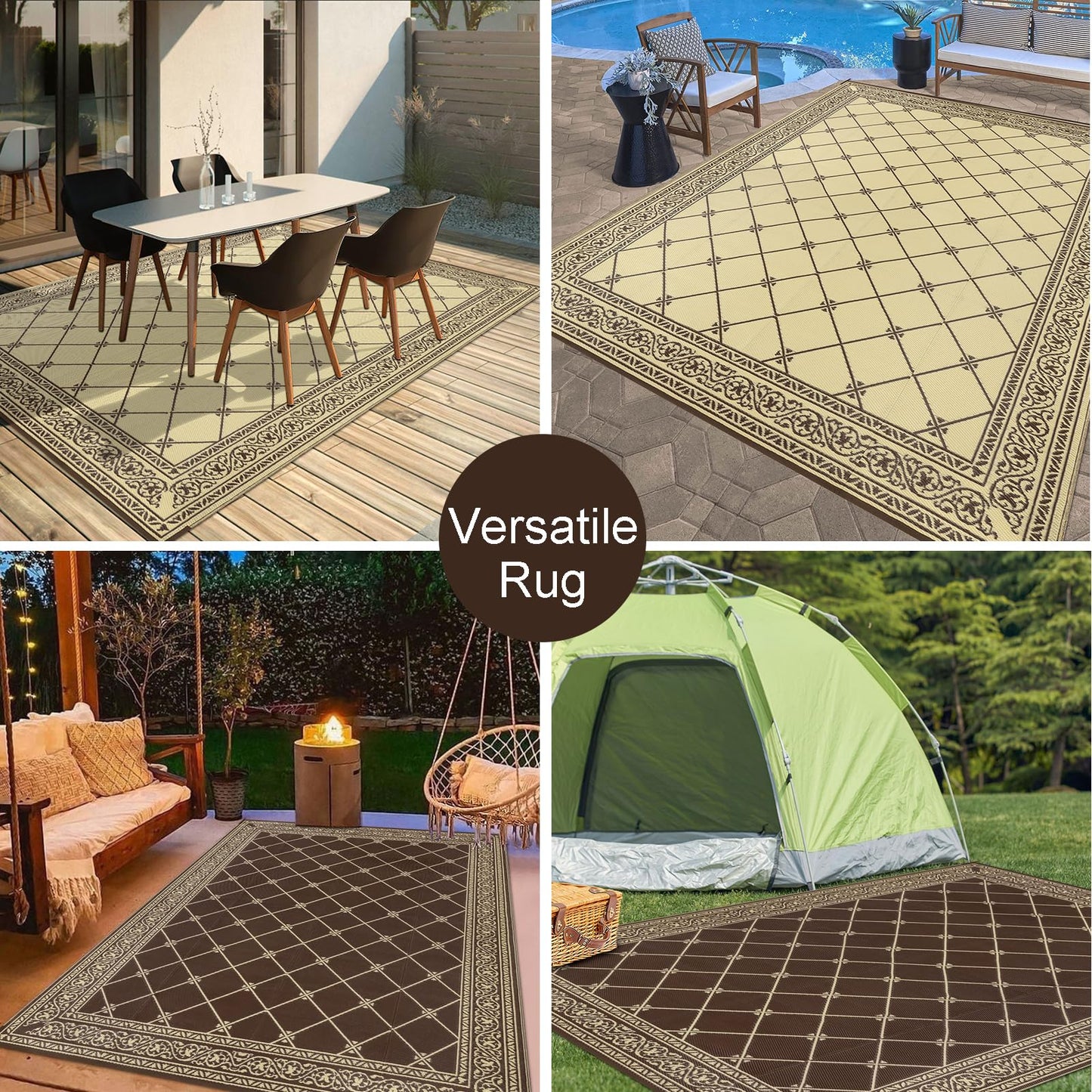 HiiARug Reversible Outdoor Rug 5'x7' Plastic Straw Rugs for Patios RV Camping Mat Reversible Mats Large Floor Mat for RV Outside, Backyard, Deck, Picnic, Beach, Trailer, Camping