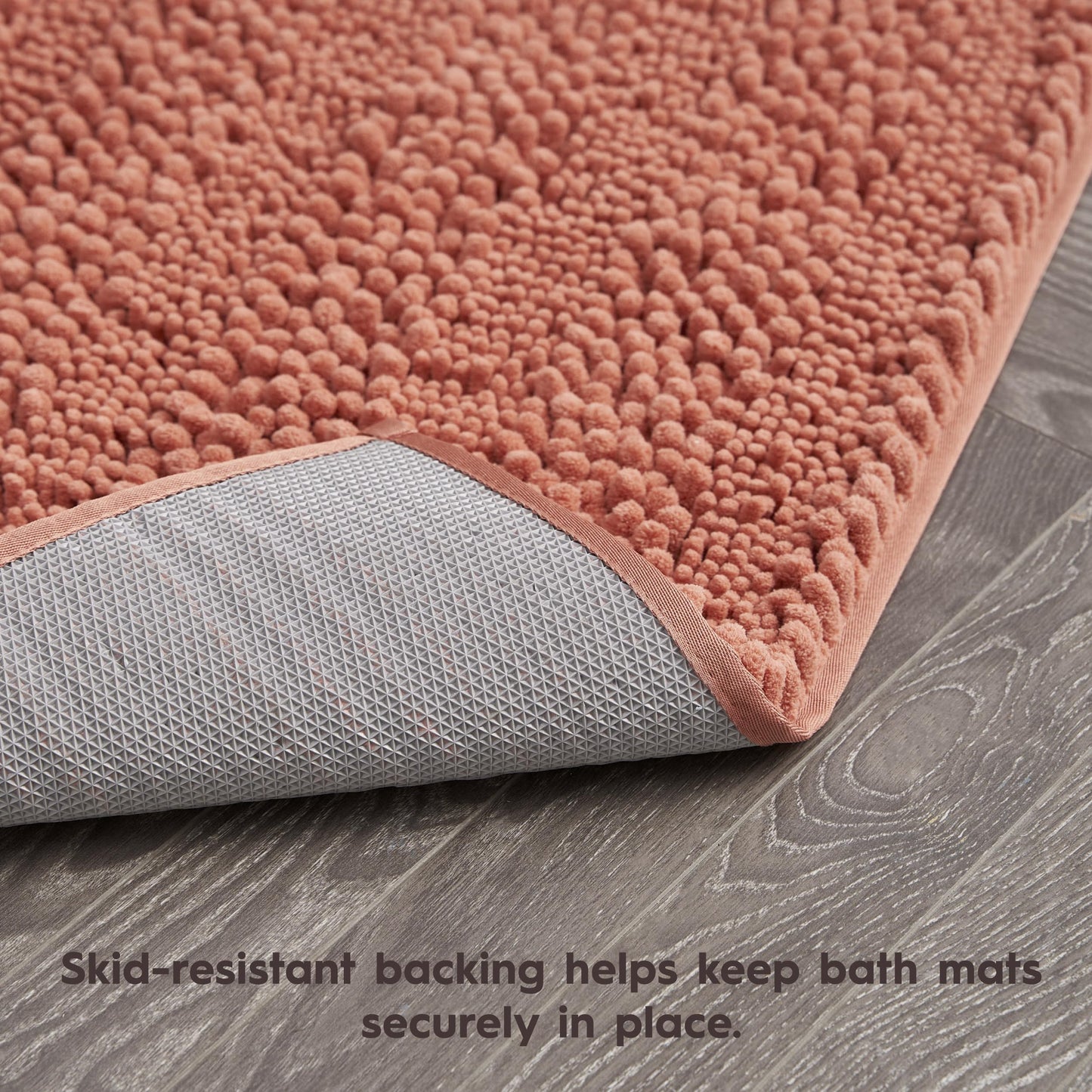 Laura Ashley – Astor Chenille Bath Mat | 100% Polyester | Premium Bathroom Décor | Machine Washable | TPR Backing | Measures 17” x 24” | Coral