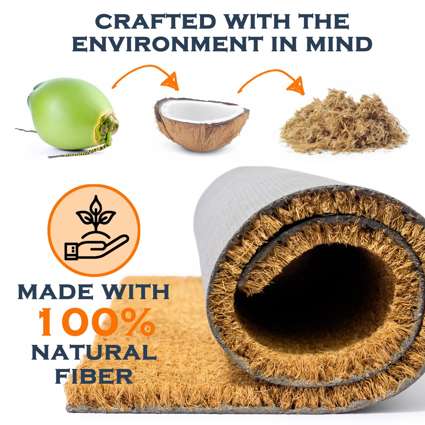 MAINEVENT Welcome Half Circle Door Mat Outdoor 30x17 Inch, Half Circle Outdoor Mat for Covered Porch Patio, Half Round Door Mat w/Anti-Slip PVC Backing