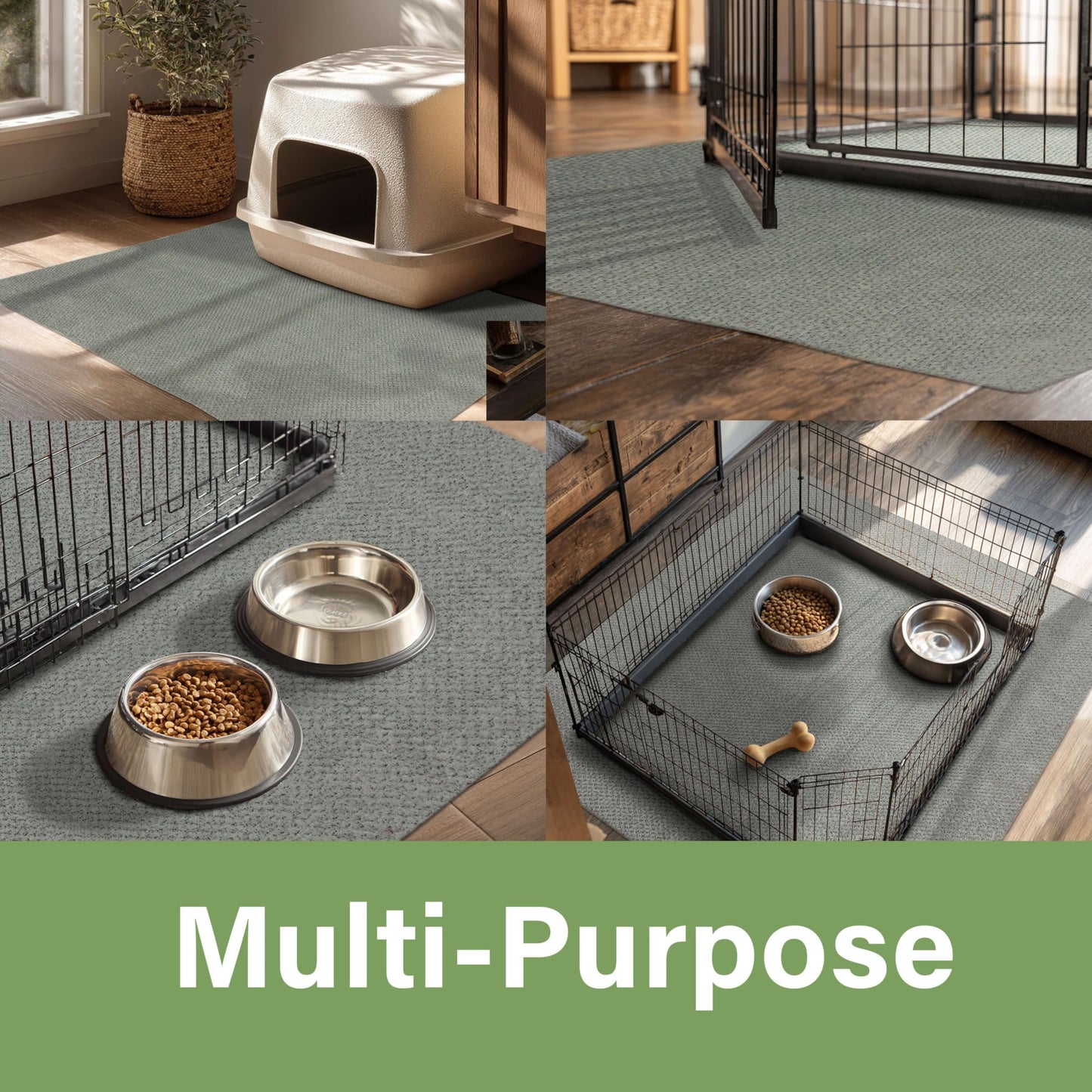 Mohawk Home Pet Play Pen Moisture Barrier Mat Utility Solid Gray 5' X 7' Other Perfect for Kitchen, Living Room, Kids Room, Dining Room, Hallway, Office, Garage, Entryway, Bathroom, Laundry Room