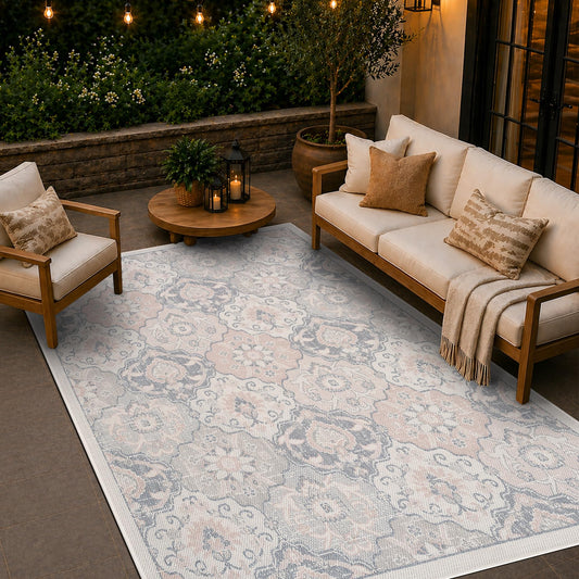 Loom&Crate 5x8 Outdoor Rug - Pet & Kid Friendly, Versatile for Patio, Deck, Backyard, Indoor & Outdoor Areas, Size: 5'3" x 7'7"