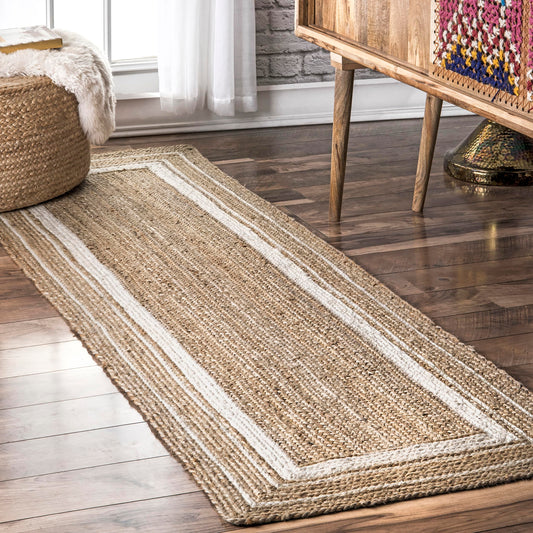 nuLOOM Rikki Coastal Braided Jute Runner Rug, 2' 6" x 10', Off-white