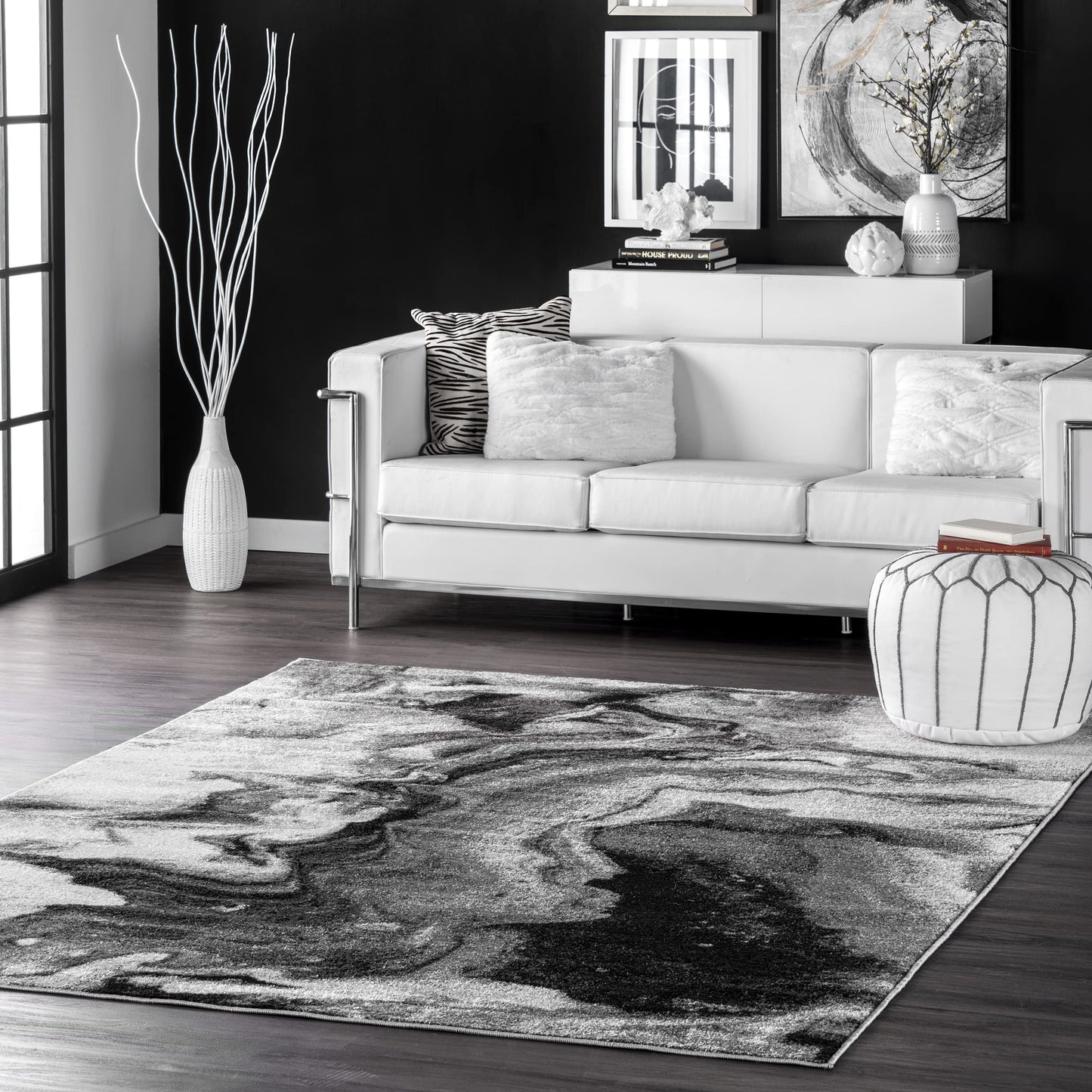 Nuloom Remona Grey/Ivory, 5' x 8', Modren Abstract, Soft and Cozy, High Traffic, Stain Resistant, Easy Clean, Durable Area Rug for Bedroom, Living Room, Dining Space, Den, Foyer, Entryway