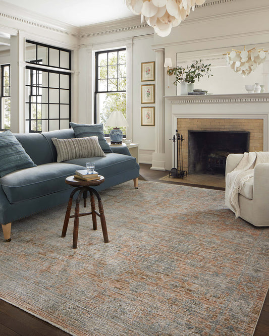 Loloi Jean Stoffer Katherine Collection KES-02 Terracotta/Smoke 2'-3'' x 3'-10'', .25" Pile Height, Accent Rug