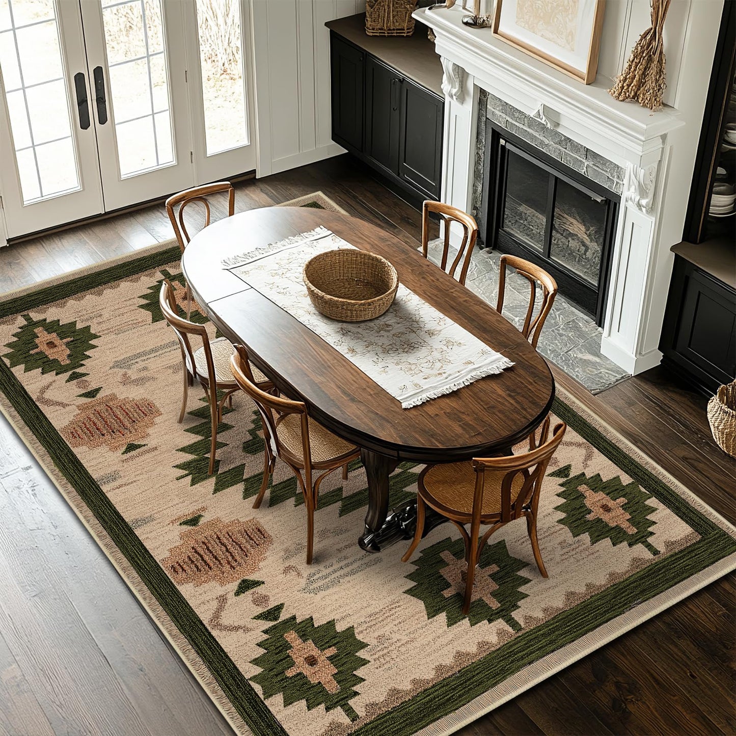 Area Rug 6x9 Living Room Western Rug Aztec Southwestern Rugs Machine Washable Tribal Navajo Southwest Rug Non Slip Printed Low-Pile Indoor Floor Carpet for Dining Room Bedroom Office, Camel