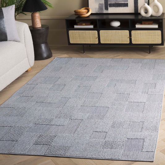 SAFAVIEH Washable Rug Outdoor Milos Collection - 4' x 6', Grey, Non-Shedding & Easy to Clean, Ideal for Patio, Backyard, Mudroom (MLO108F)
