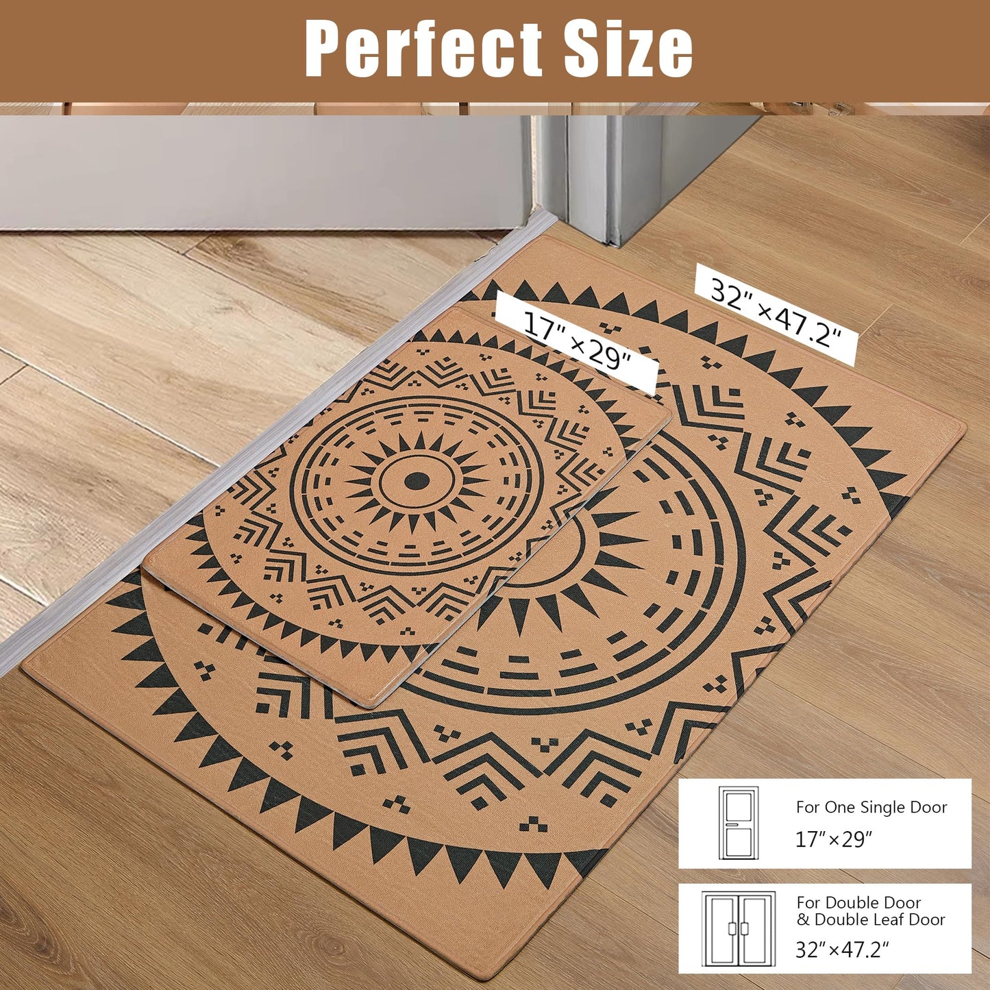 VECELO Front Door Mat Indoor Welcome Mat Outdoor, Absorbent Muddy Kitchen Rugs for Home Entrance Floor, Durable Entryway Rug, Non-Slip Rubber Backing Doormat, Easy Clean, Low Profile, 47"x32"
