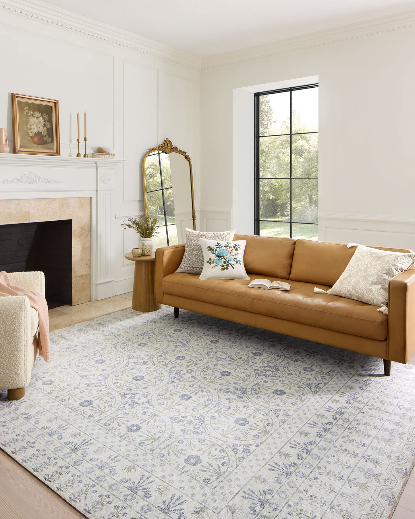 Loloi Rifle Paper Co. Maison Collection MAO-03 Rosette Ivory 7'-6" x 9'-6", .19" Pile Height, Area Rug