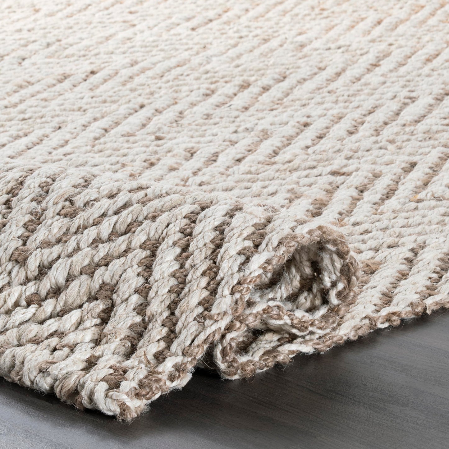 Nuloom Vania Off-White/Blue, 2'6" x 6', Hand Woven, Striped, Jute, Soft and Textured, High Traffic, Stain Resistant, Easy Clean, Durable Runner for Bedroom, Living Room, Dining, Den, Foyer, Entryway