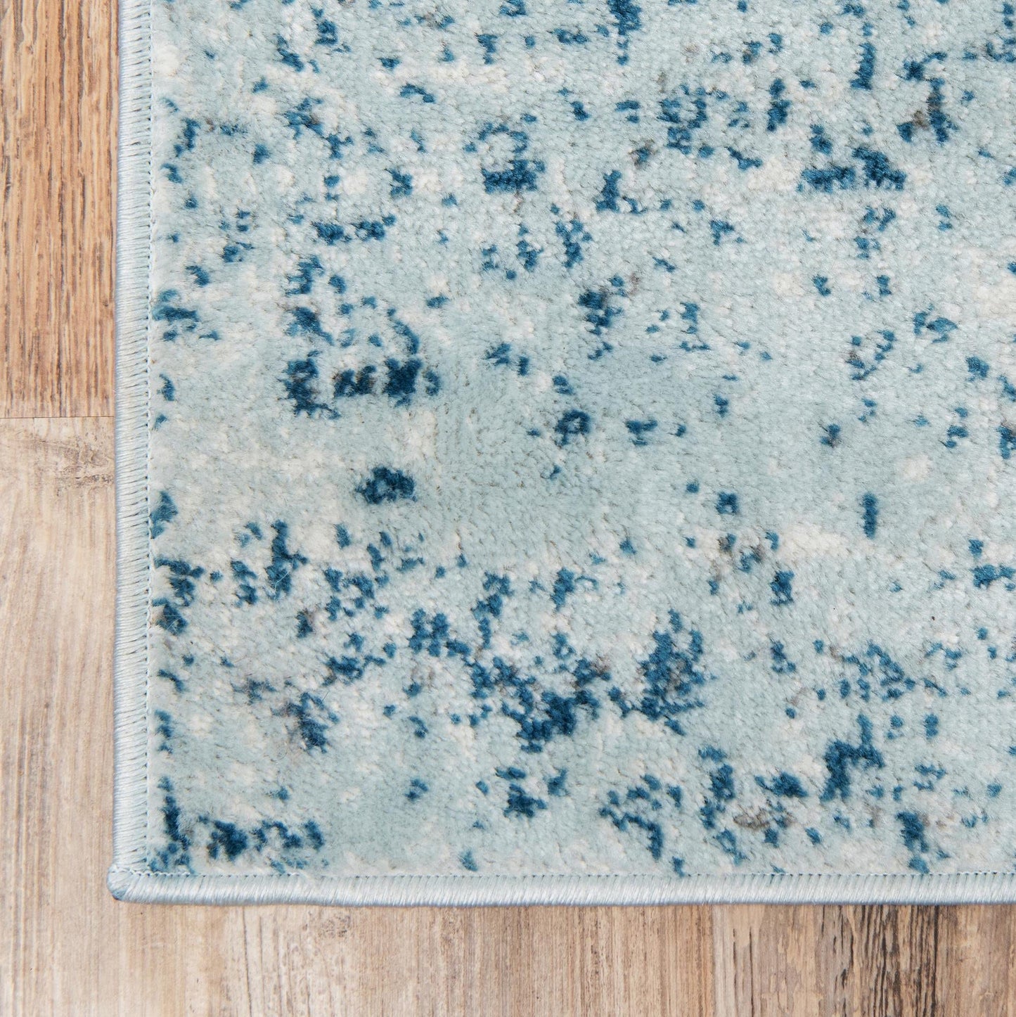Rugs.com - Monte Carlo Rug – 8 Ft Square Light Blue Easy-Clean Rug – Distressed Medallion for Living Rooms, Bedrooms, and Dining Rooms