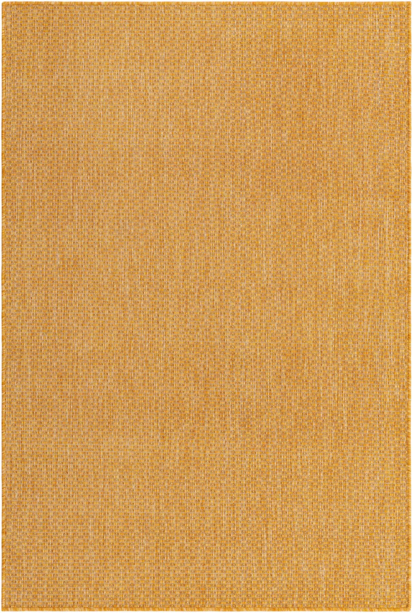 Unique Loom Collection Casual Transitional Solid Heathered Indoor/Outdoor Flatweave Area Rug (4' 1" x 6' 1" Rectangle, Corn Harvest Yellow)