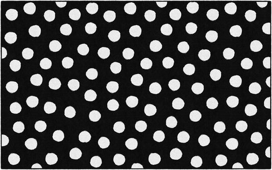 Flagship Carpets Picasso Painted Dots Classroom Area Rug for Indoor Classroom Learning or Kid Bedroom Educational Play Mat, 5'x7'6", Black