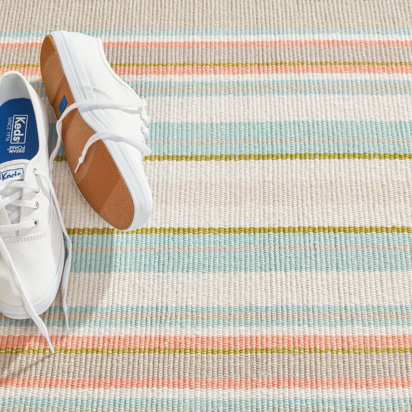 Dash & Albert Daphne Stripe Sky Handwoven Cotton Rug, Runner-2.5 X 8 Feet, Multi Stripe Pattern - Premium Luxury Hotel Quality Soft Breathable Hypoallergenic Machine Washable Easy Care All Season