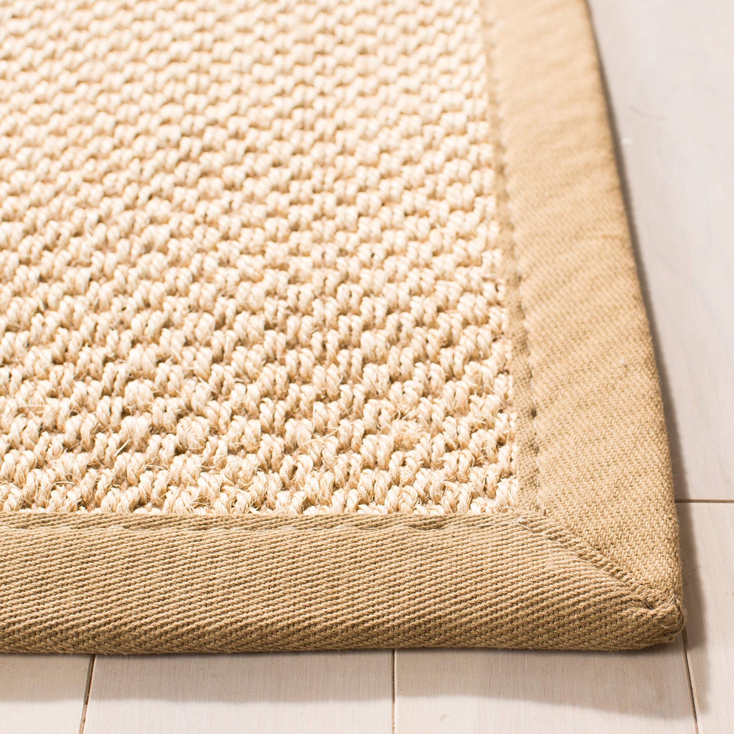 SAFAVIEH Area Rug 3x5 - Natural Fiber Collection - Maize & Linen Color, Sisal, Woven Design with Border (NF141B)