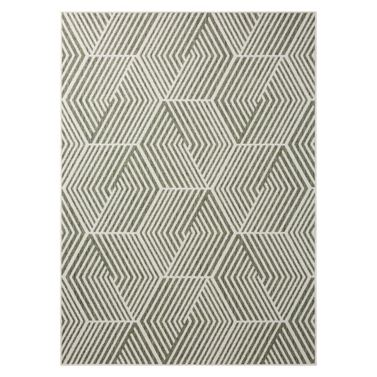 Nicole Miller New York Patio Country Ombre Geo Indoor Outdoor Area Rug, UV Fade Resistant, Low Pile, Green/Cream, 3'11"x5'2"