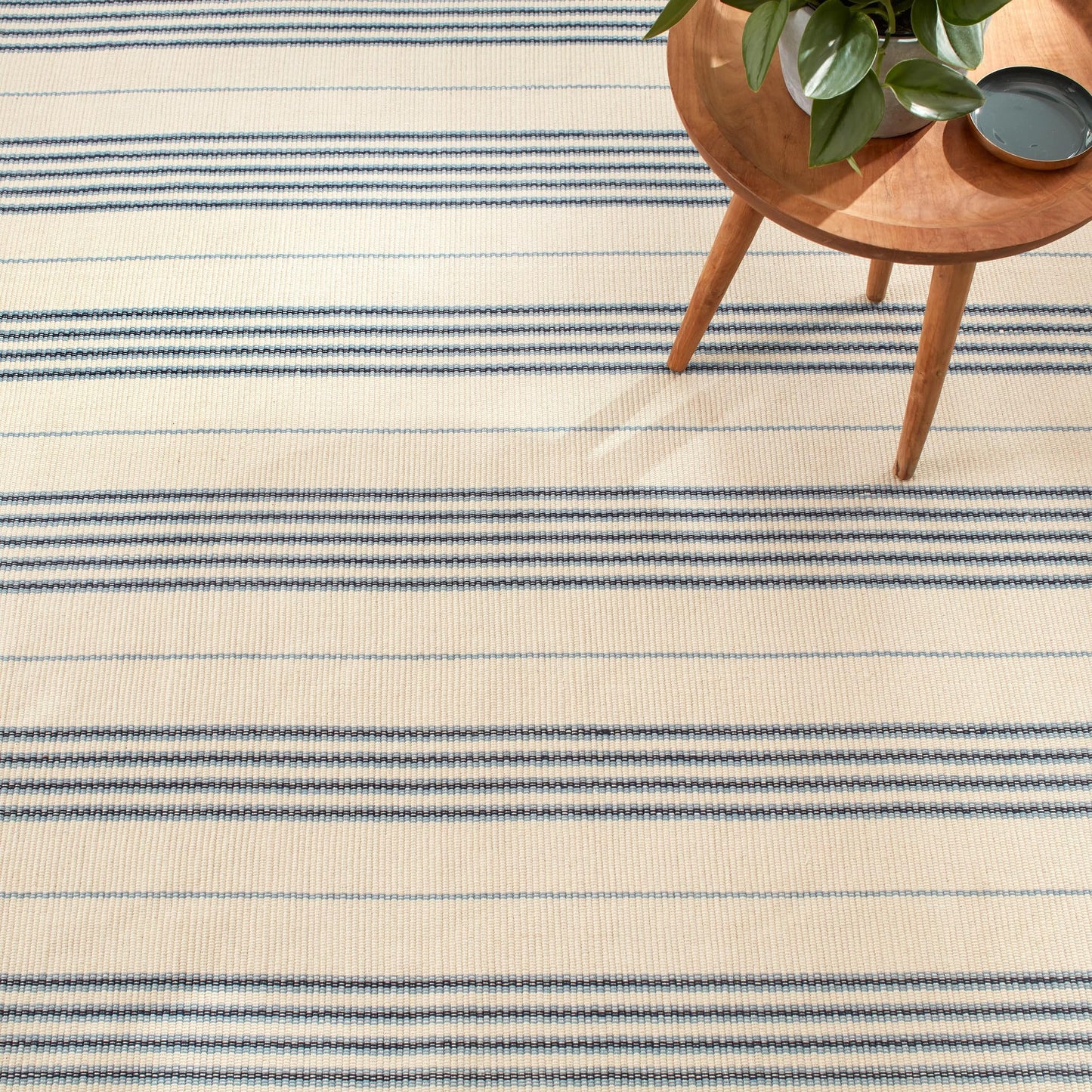 Dash & Albert Conway Blue Handwoven Cotton Rug, 3 X 5 Feet, Blue Stripe Pattern - Premium Luxury Hotel Quality Soft Breathable Hypoallergenic Machine Washable Easy Care All Season Comfortable