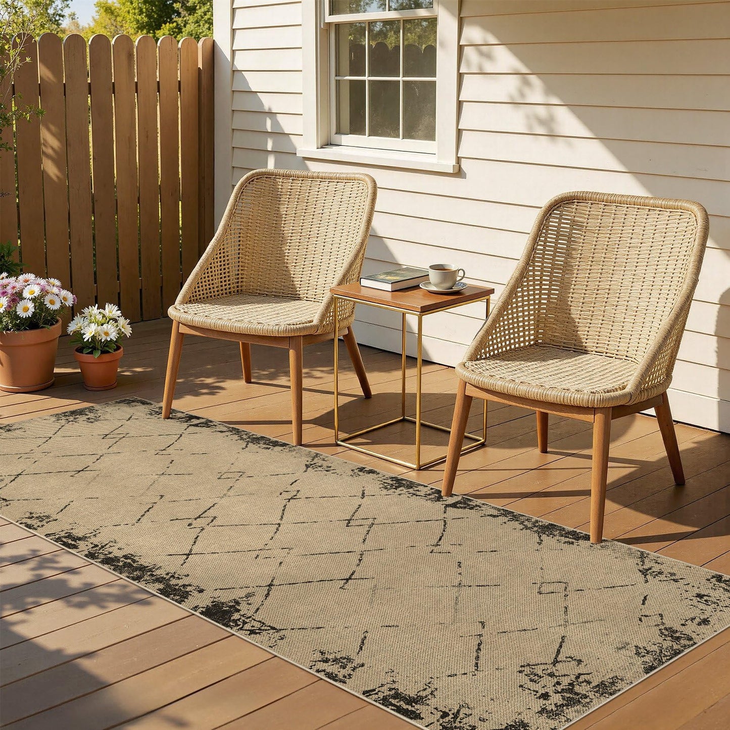 UERMEI 2x6 Outdoor Jute Runner Rug, Neutral Rugs Washable Farmhouse Patio Non Slip Runners Rug for Hallway Kitchen Bedroom Porch Laundry Bathroom Modern Brown