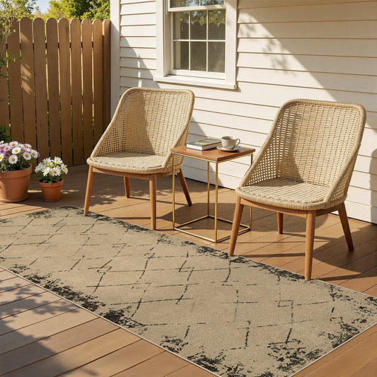 UERMEI 2x6 Outdoor Jute Runner Rug, Neutral Rugs Washable Farmhouse Patio Non Slip Runners Rug for Hallway Kitchen Bedroom Porch Laundry Bathroom Modern Brown