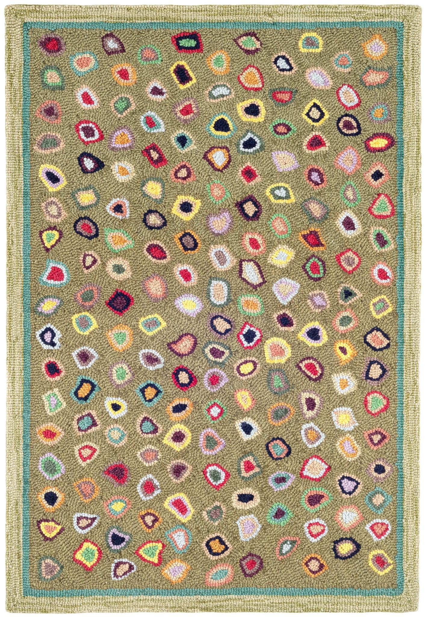 Dash and Albert Cat's Paw Wool Area Rug - 2' x 3' Sage Geometric Hand Micro Hooked Accent Rug - Durable, High Traffic Areas Living Room, Hallway, Stairs