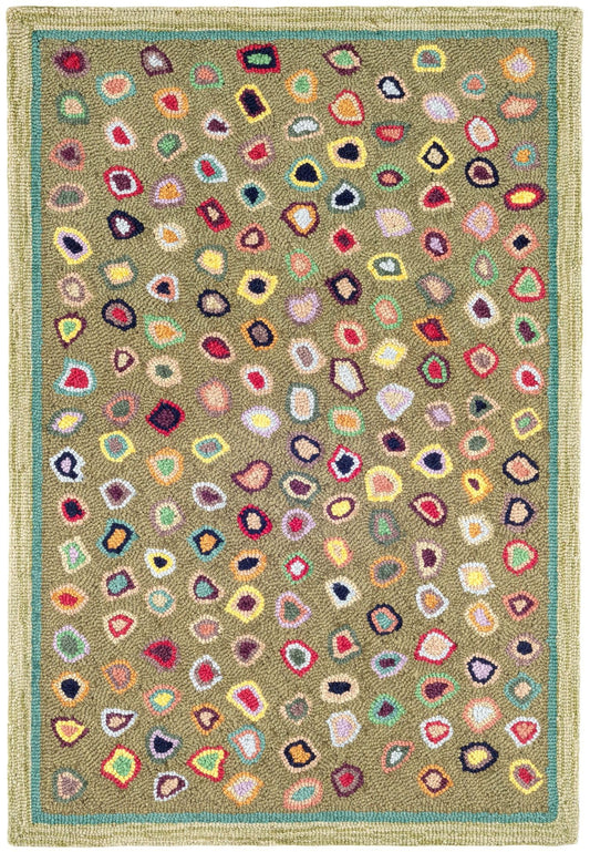 Dash and Albert Cat's Paw Wool Area Rug - 2' x 3' Sage Geometric Hand Micro Hooked Accent Rug - Durable, High Traffic Areas Living Room, Hallway, Stairs