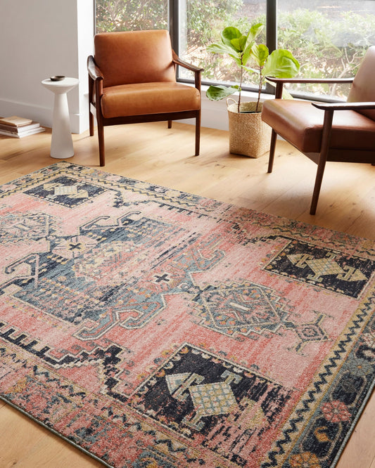 Loloi Jocelyn Collection JOC-06 Rose/Rose 5'-5" x 7'-6" .38" Thick Area Rug