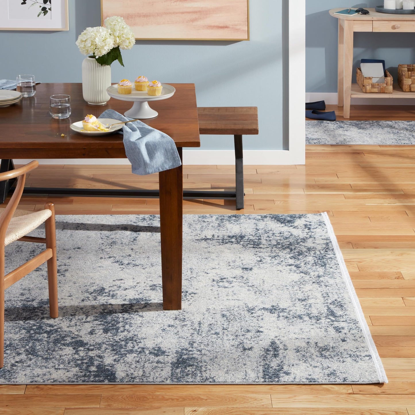 Town & Country Everyday Rein Abstract Cloud Everwash® Washable Area Rug with Non-Slip Backing, Pet Friendly Rug, Blue/Grey, 7'10"x10'2"