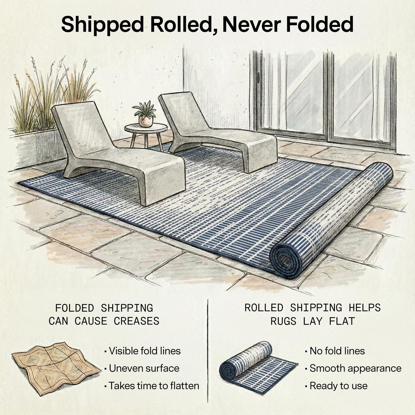 Fab Habitat Outdoor Rug - Waterproof, Fade Resistant, Crease-Free - Premium Recycled Plastic - Distressed Abstract - Porch, Deck, Balcony, Mudroom, Laundry Room, Patio - Brooklyn - Blue - 3 x 5 ft