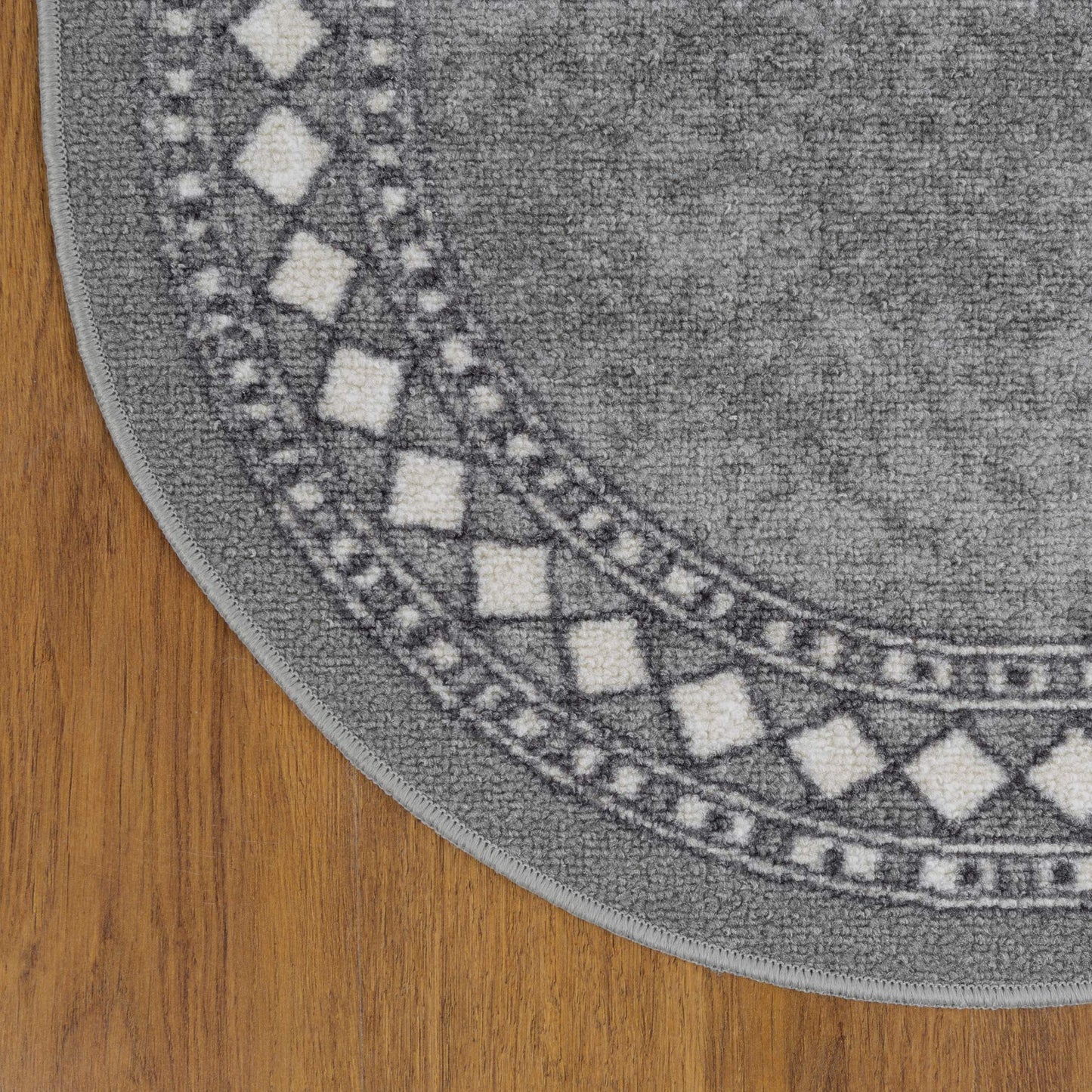 Antep Rugs Alfombras Modern Bordered 2x5 Non-Skid (Non-Slip) Low Profile Pile Rubber Backing Kitchen Area Rugs (Gray, 2' x 5' Oval)