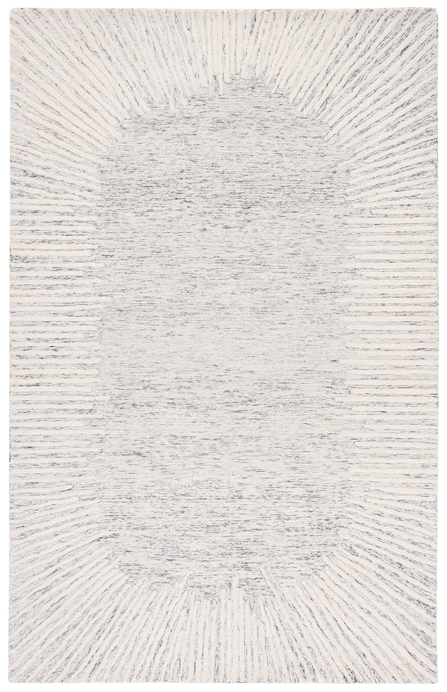 SAFAVIEH Abstract Collection Area Rug - 6' x 9', Grey & Ivory, Handmade Wool, Ideal for High Traffic Areas in Living Room, Bedroom (ABT478F)