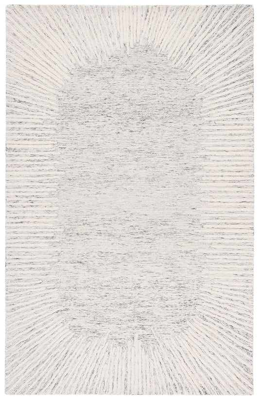 SAFAVIEH Abstract Collection Area Rug - 6' x 9', Grey & Ivory, Handmade Wool, Ideal for High Traffic Areas in Living Room, Bedroom (ABT478F)