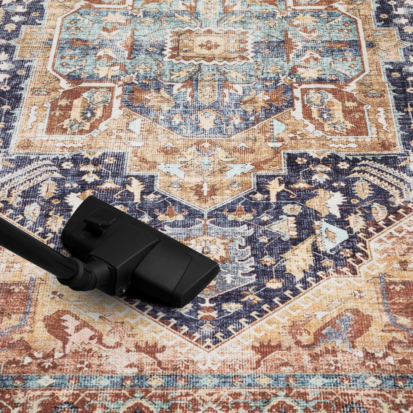 Keen Home Design 5x7 Rug - Machine Washable Area Rug with Non-Slip Backing, Ideal for Living Room, Dining Room, Bedroom - Vintage, Easy Clean, Durable, Low Pile Rug - (5' x 7')