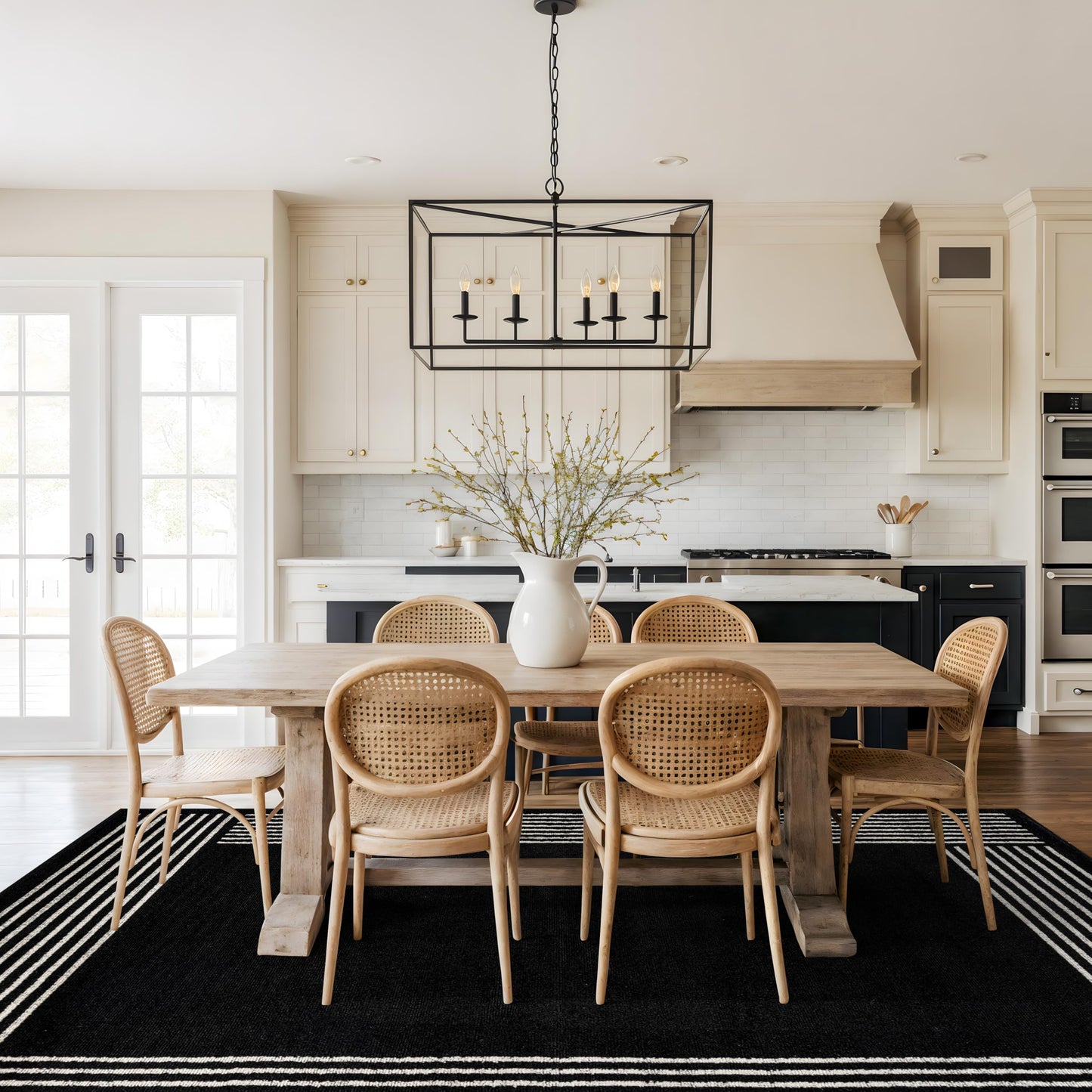 Rugshop Modern Minimal Bordered Indoor Area Rug for Living Room,Bedroom,Kitchen Rug Low Pile Rug with Jute Backing 7' 10" x 10' Black