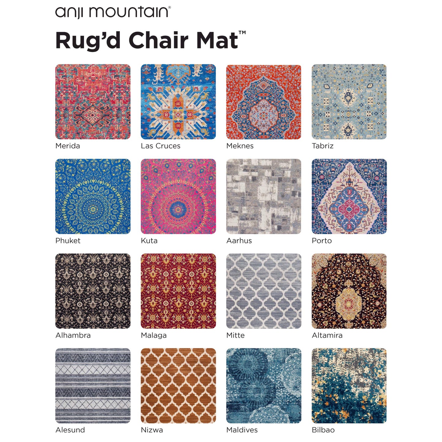 Anji Mountain Rug'd Office Chair Mat for Carpet & Hardwood Floor - Jacquard Woven, Anti-Slip Backing, Low Pile, Floor Protector Desk Chair Mat, Office Rugs for Rolling Chairs (Aarhus - 36" x 48")