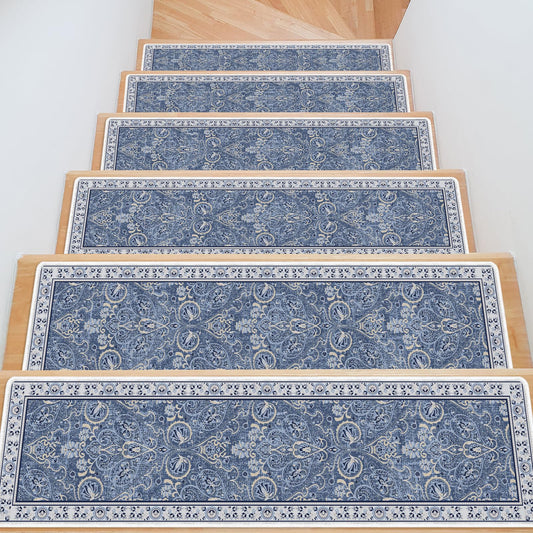 InIsaJace Stair Runner Non Slip 15 Pack, Stair Treads for Wooden Steps 8" X 30" Stain Resistant, Washable Stair Carpet Rug with Silicone Backing for Kids Elders and Dogs