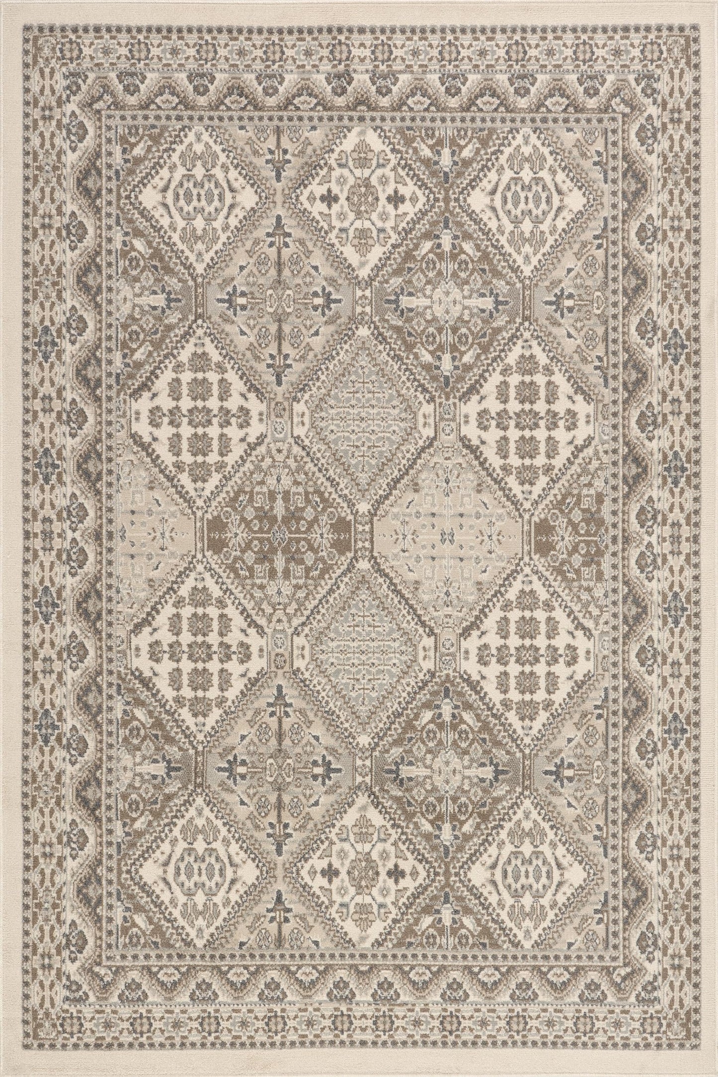 nuLOOM 2x3 Becca Traditional Tiled Area Rug, Beige, Faded Transitional Design, Stain Resistant, For Bedroom, Dining Room, Living Room, Hallway, Office, Kitchen, Entryway