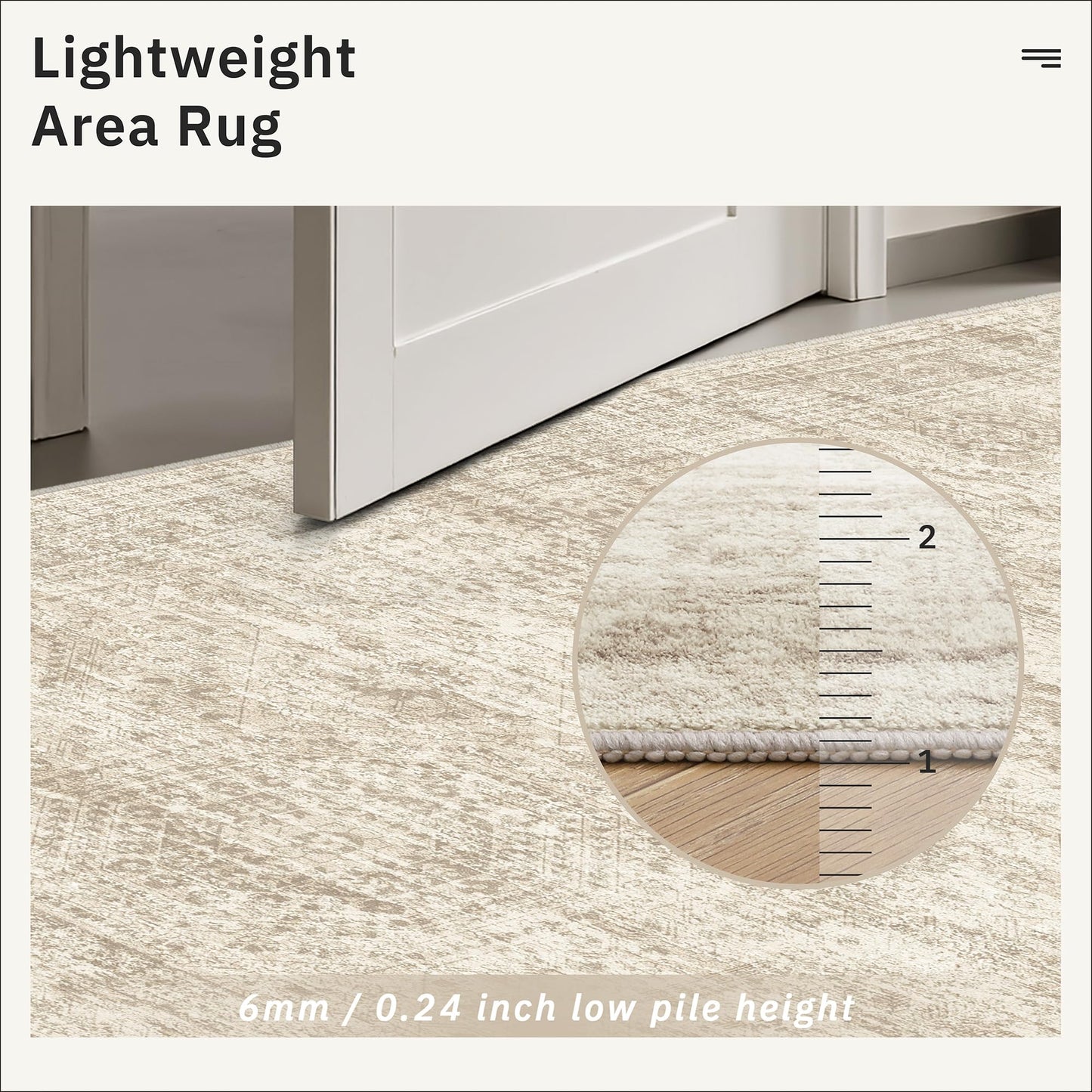 Soalmost 6x9 Area Rug for Living Room Washable 6x9 Rug Non-Slip Modern Rugs for Bedroom Dinning Room Ultra-Thin Indoor Beige Rug