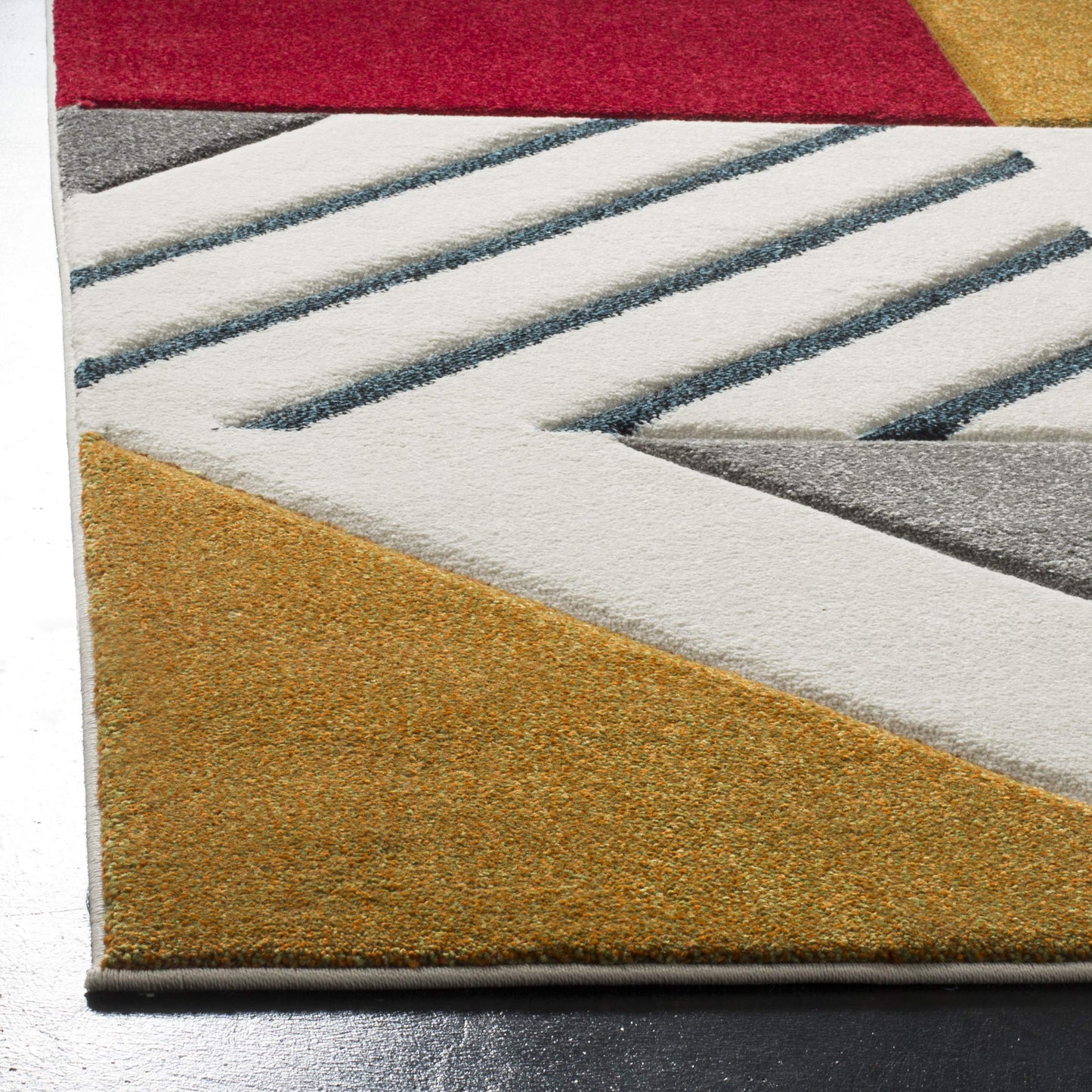 SAFAVIEH Hollywood Collection Area Rug - 9' x 12', Ivory & Peacock Blue, Mid-Century Modern Design, Non-Shedding & Easy Care, Ideal for High Traffic Areas in Living Room, Bedroom (HLW709B)