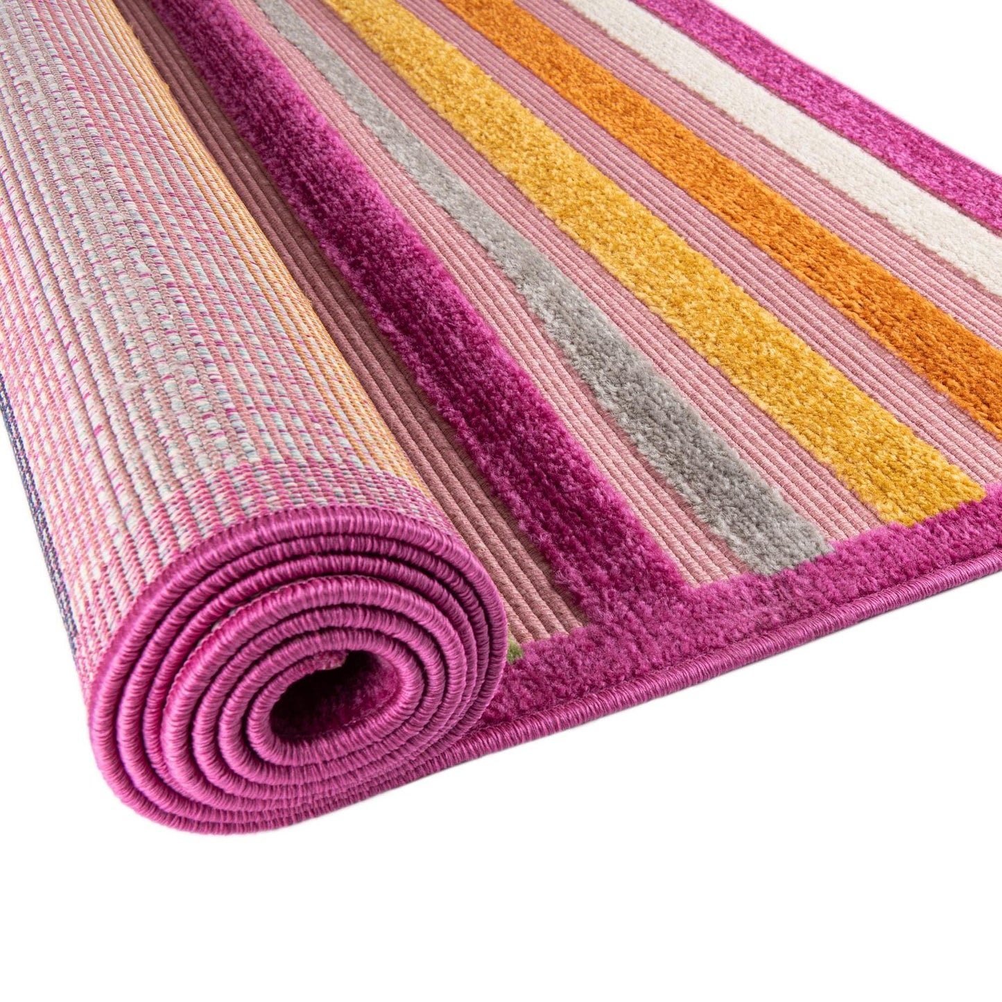 Rugs.com - Aruba Outdoor Rug – 5' 3 x 8' Pink Washable Indoor/Outdoor Rug – Bohemian Striped Pattern for Patios, Decks, and Playrooms