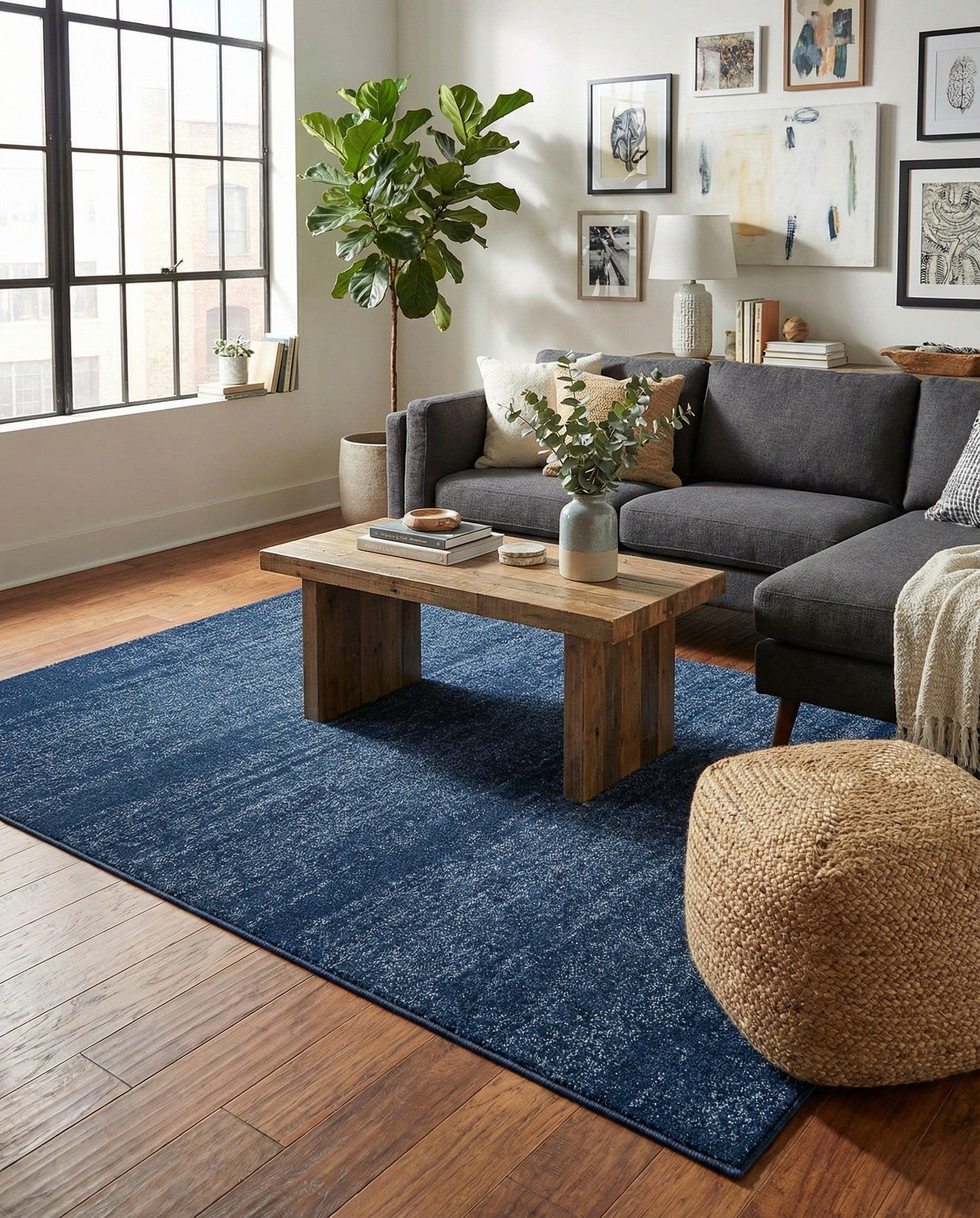 Rugs.com Angelica Collection Rug – 5' x 8' Navy Blue Medium Rug Perfect for Bedrooms, Dining Rooms, Living Rooms