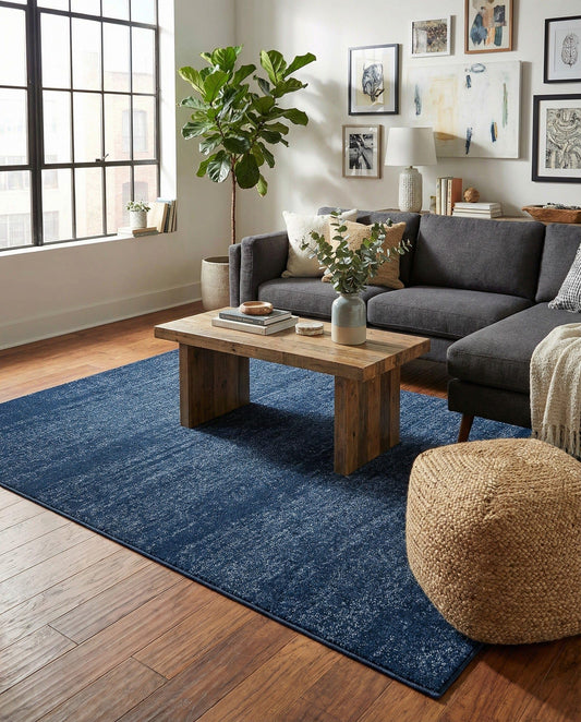 Rugs.com Angelica Collection Rug – 5' x 8' Navy Blue Medium Rug Perfect for Bedrooms, Dining Rooms, Living Rooms