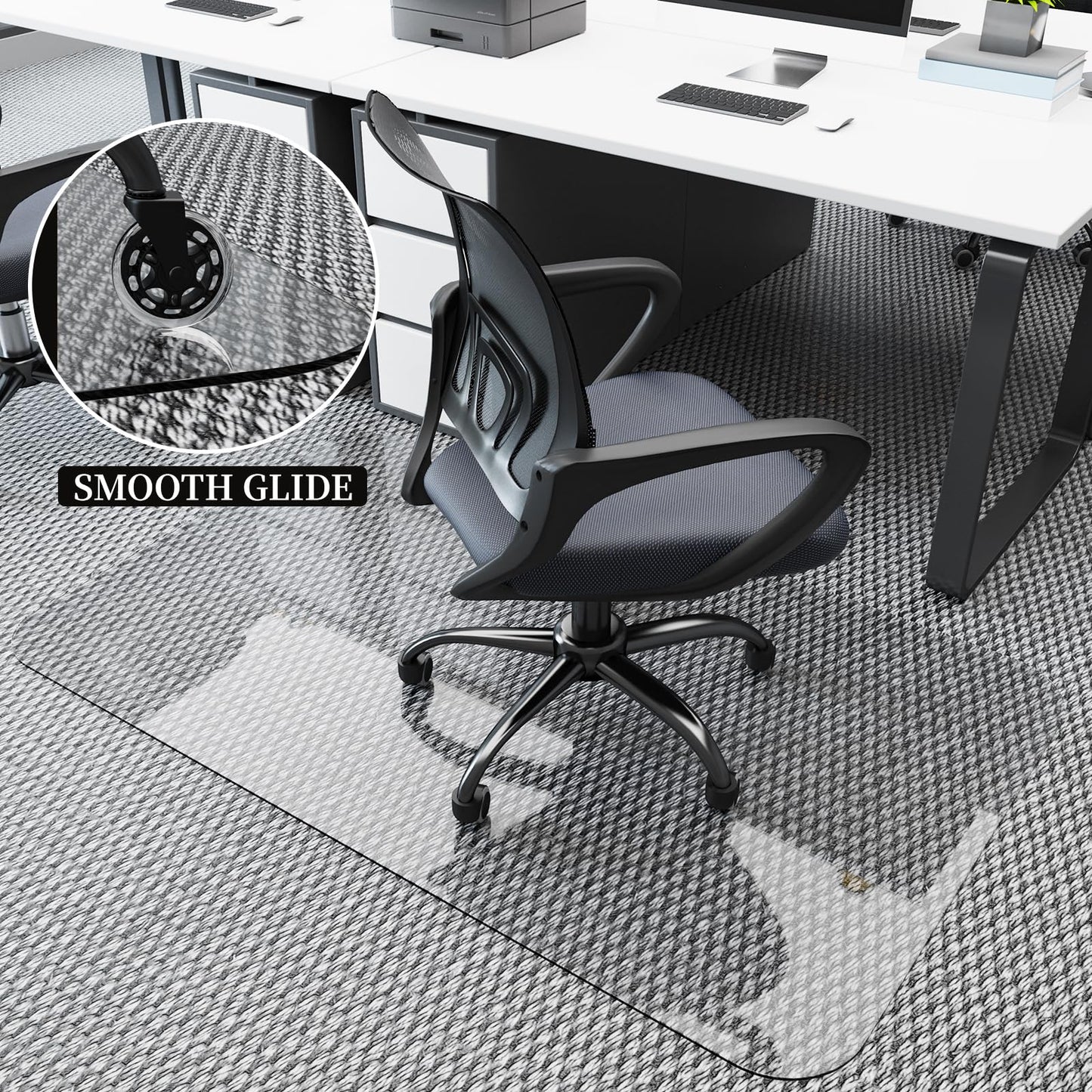 KAISLE Office Chair Mat for Carpet, 32x48 Clear Heavy Duty Plastic Rolling Chair Mat, Under Computer Desk Floor Mat Protector for Carpeted Floors, Can be Used on Carpet or Hard Floor
