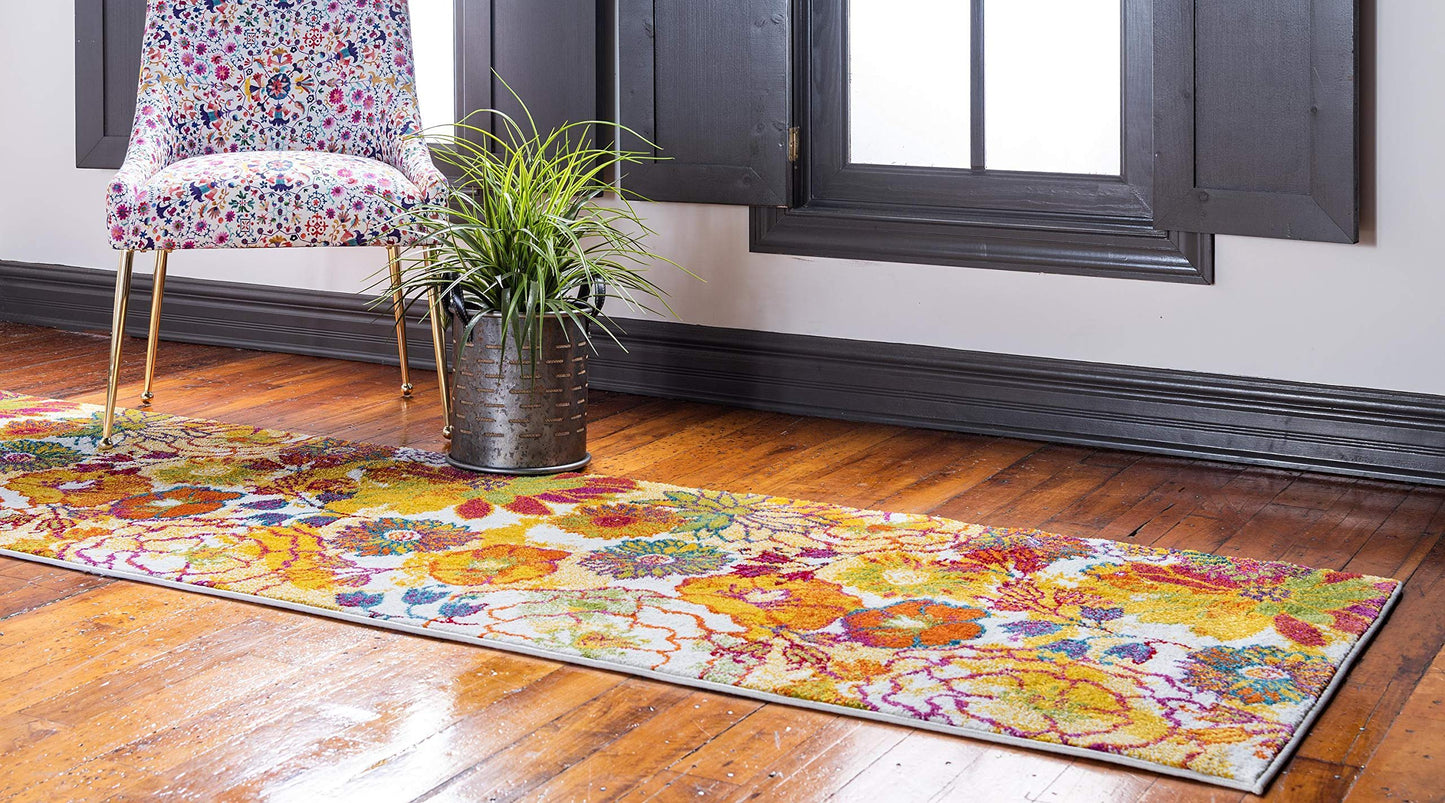 Unique Loom Lyon Collection Area Rug - Kennedy (2' 7" x 10' Runner, Ivory/ Green)