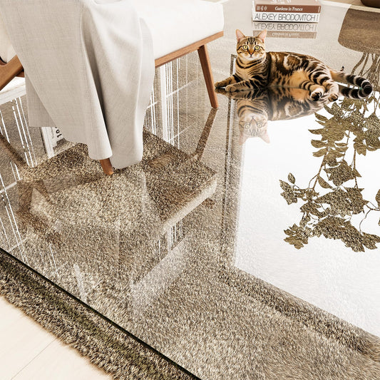 InfiniGlass Tempered Glass Chair Mat 46"x36" – Ultra-Clear Office Chair Mat for Hardwood Floors & Low-Pile Carpets – Heavy-Duty 0.2" Scratch-Resistant Surface with Non-Slip Pads – Supports 1,000 lbs