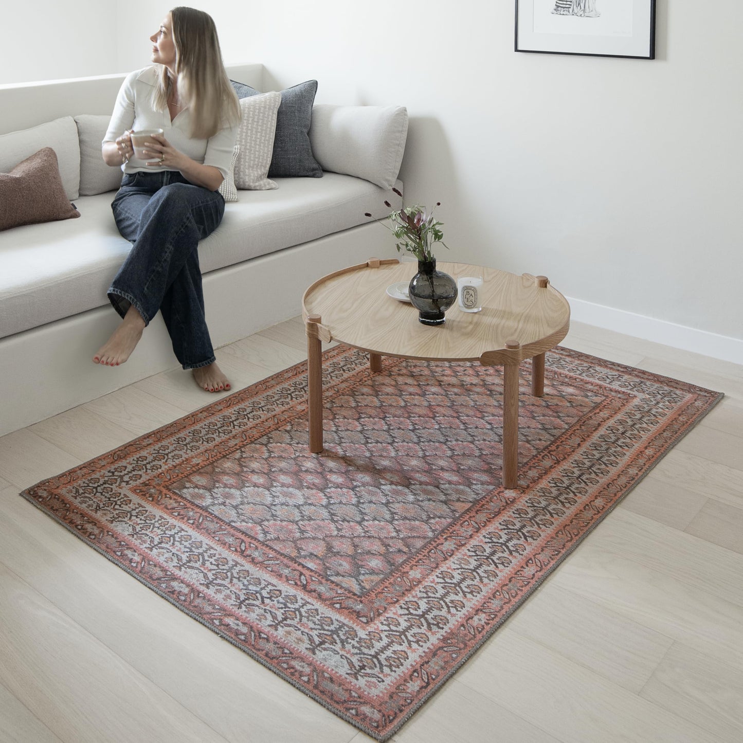 KNOTTING MATTERS Knot in Line 4’ x 6’ Area Rug – Warm Taupe & Clay Heritage Flatweave, Low-Pile – Easy Clean Accent Rug – Perfect for Entryway, Hallway, Kitchen, Bedroom – Pet & Kid Friendly