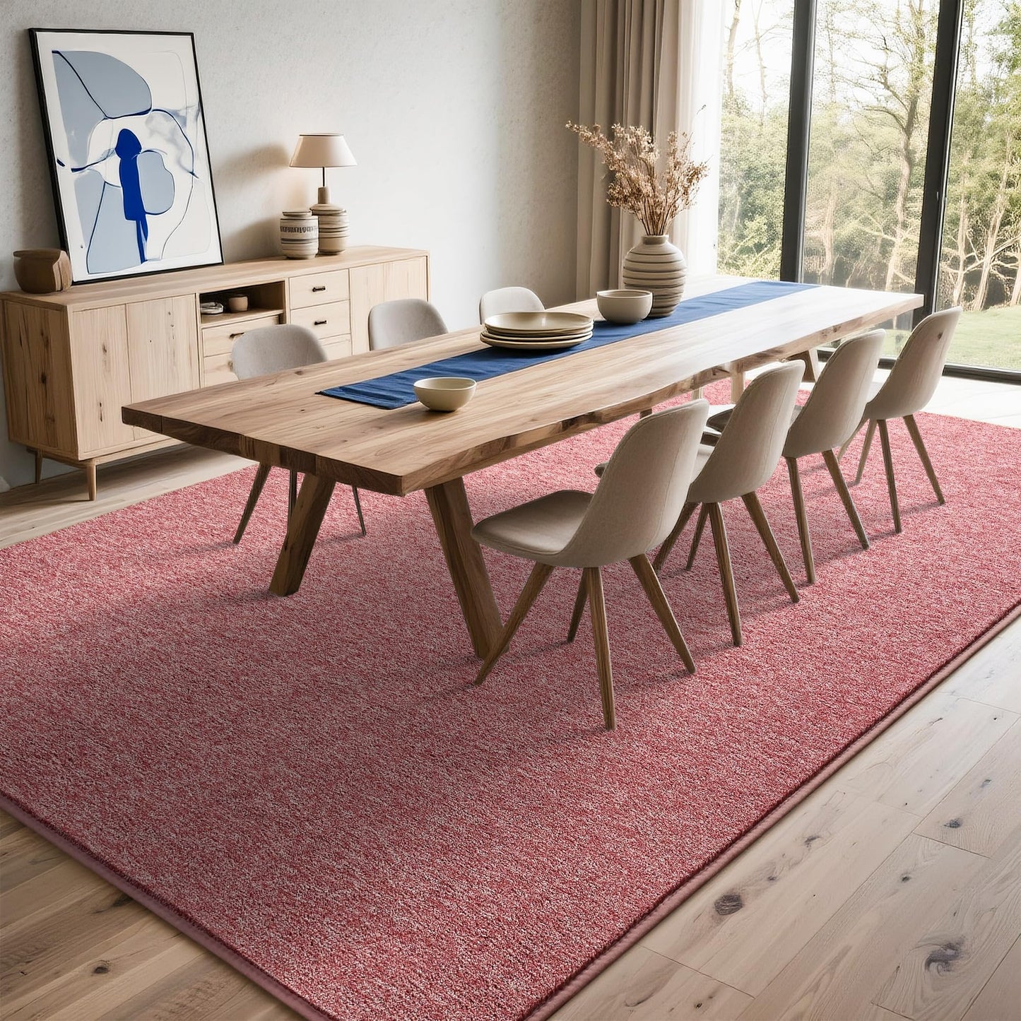 Tepook Soft Rugs for Living Room Bedroom, 6x9 Red and White Modern Washable Non-Slip Area Rug, Indoor Memory Foam Carpets for Boys Girls Room Home Decor
