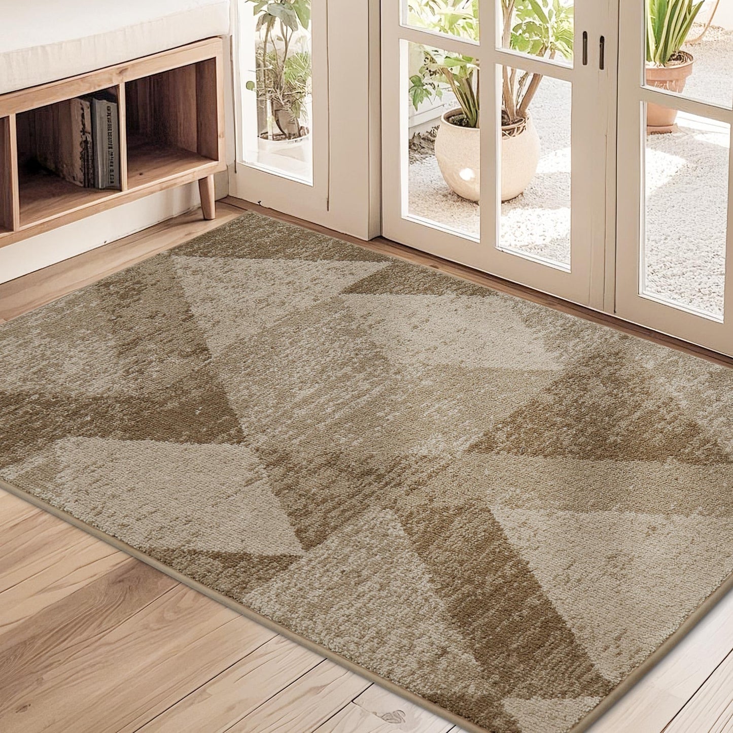 COSY HOMEER Entryway Rugs Doormat 32"x48", Non-Slip Absorbent Polyester, Washable Rugs for Front Door, Dirty Paws & High Traffic Areas, Beige