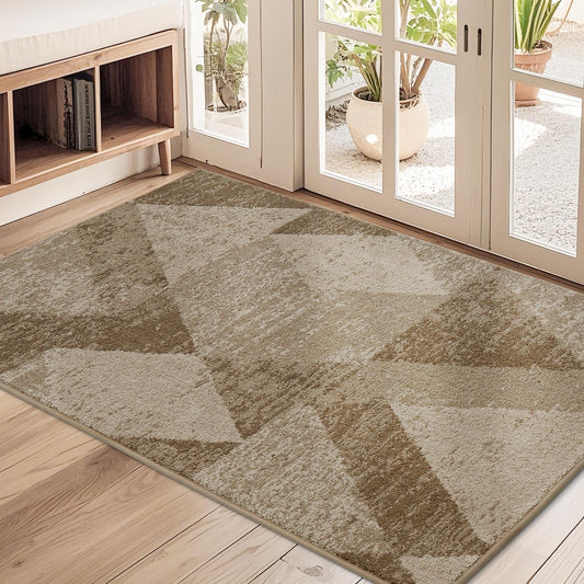 COSY HOMEER Entryway Rugs Doormat 32"x48", Non-Slip Absorbent Polyester, Washable Rugs for Front Door, Dirty Paws & High Traffic Areas, Beige